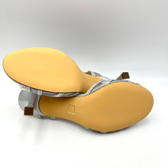 Nina Womens Size 7.5M Silver Jeweled Dress Sandals Heels Shoes - Picture 9 of 15